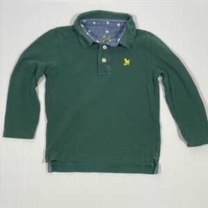 Mini Boden Green and Blue Long Sleeve Polo Star Elbow Patch - Size 5-6 Y